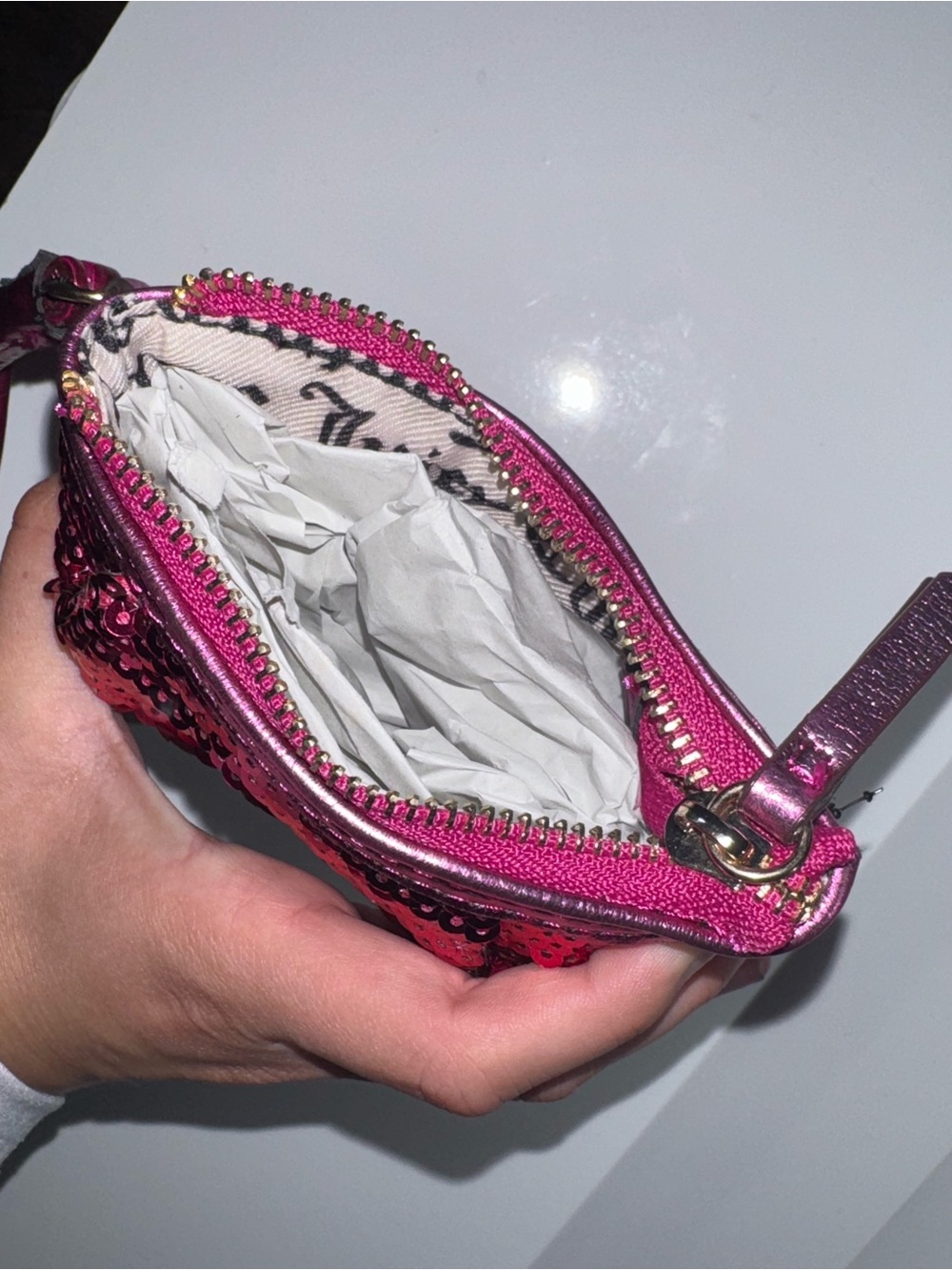 Juicy Couture Hot Pink Sequin Wristlet Clutch - Picture 3 of 3